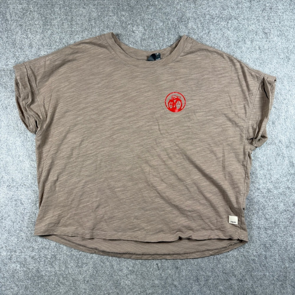 Vuori Womens Pima Cotton Bicycle Graphic T Shirt Small Brown Short Sleeve Slub